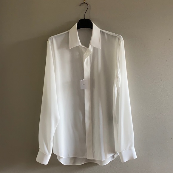 Dior Other - Dior ecru ivoire Men’s Hidden Button down mother of pearl button Dress Shirt